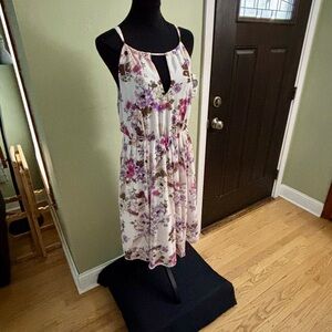 Torrid Floral Midi Dress - Cream and Purple